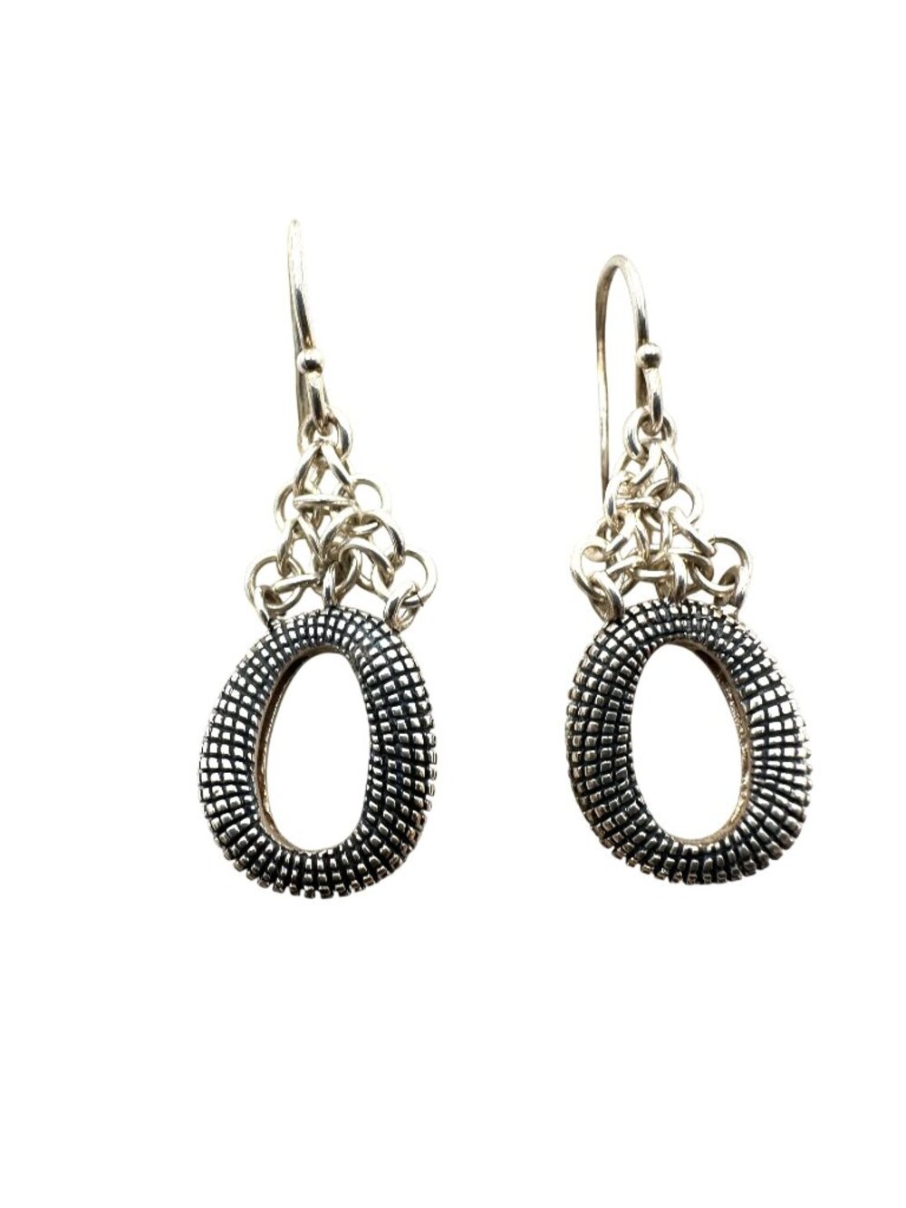Michael Dawkins Earrings Sterling Silver Textured Circle 1.5" Pierced